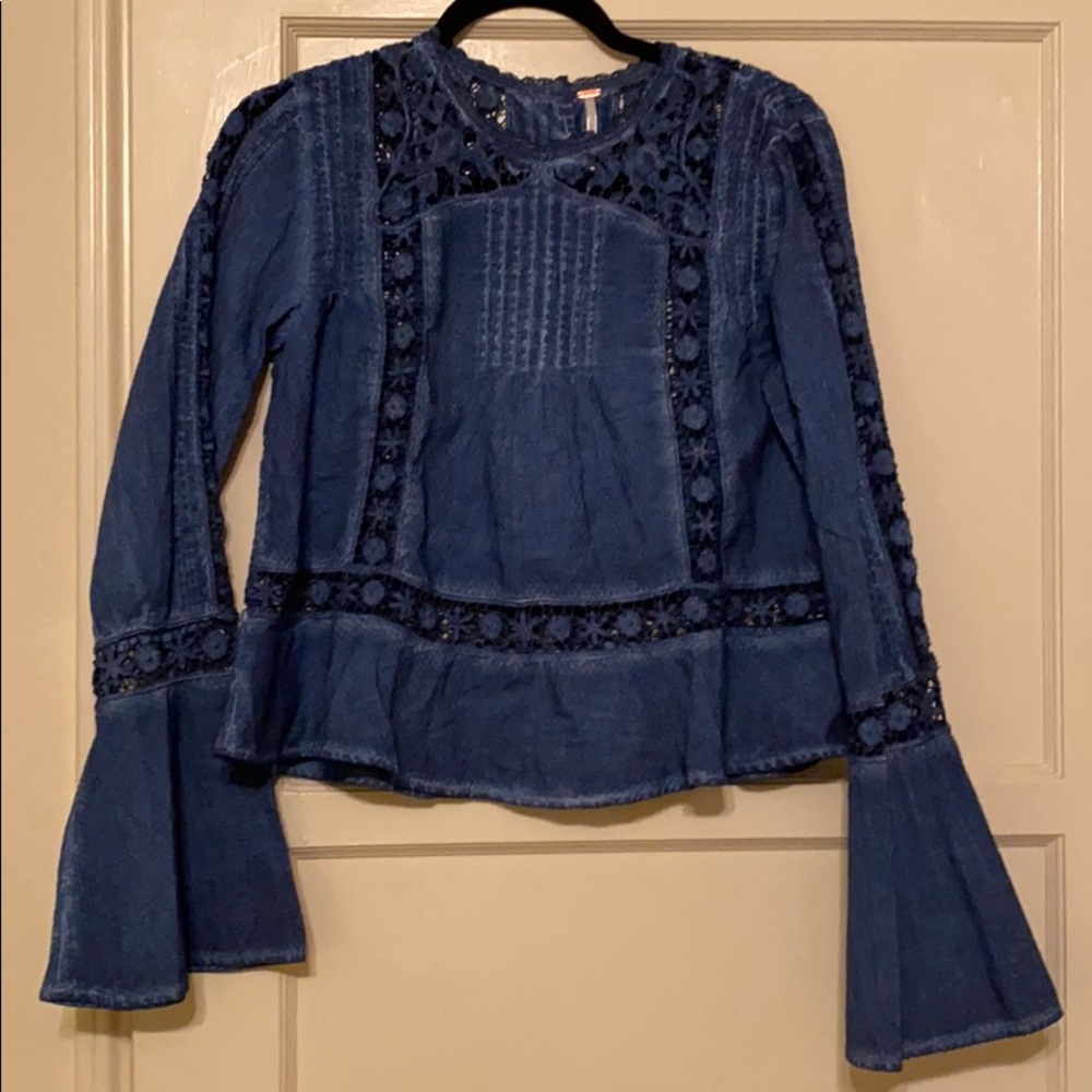 Free People Crochet Peplum Top